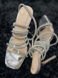 Rhinestone Lace Up Heels