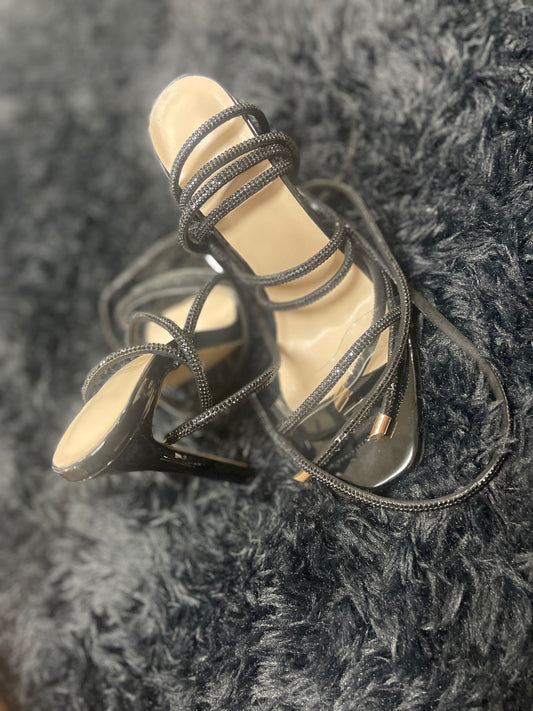 Rhinestone Lace Up Heels