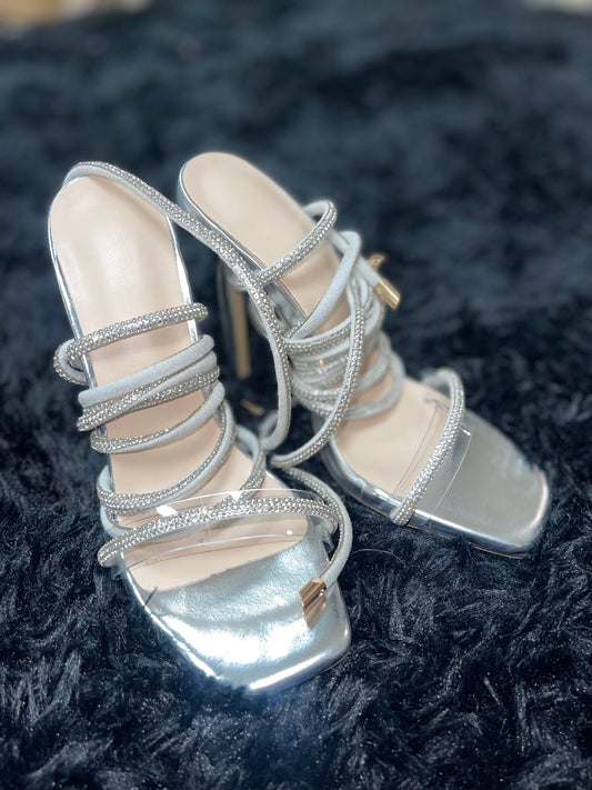 Rhinestone Lace Up Heels